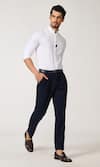 Buy_S&N by Shantnu Nikhil_Off White Terylene Plain Contrast Tape Detailed Placket Shirt _Online_at_Aza_Fashions