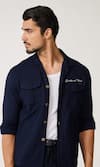 Buy_S&N by Shantnu Nikhil_Blue Poly Blend Plain Front Patch Pocketed Shirt _Online_at_Aza_Fashions