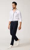 Buy_S&N by Shantnu Nikhil_Off White Cotton Blend Plain Contrast Placket Shirt _Online_at_Aza_Fashions