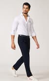 Shop_S&N by Shantnu Nikhil_Off White Cotton Blend Plain Contrast Placket Shirt _Online_at_Aza_Fashions