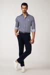 Buy_S&N by Shantnu Nikhil_Blue Poly Blend Stripe Narrow Pattern Shirt _at_Aza_Fashions