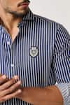 S&N by Shantnu Nikhil_Blue Poly Blend Stripe Narrow Pattern Shirt _Online_at_Aza_Fashions