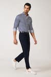 Buy_S&N by Shantnu Nikhil_Blue Poly Blend Stripe Narrow Pattern Shirt _Online_at_Aza_Fashions