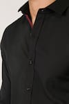 S&N by Shantnu Nikhil_Black Terylene Plain Collared Shirt _Online_at_Aza_Fashions