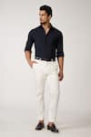 Buy_S&N by Shantnu Nikhil_Blue Terylene Plain Collared Shirt _at_Aza_Fashions