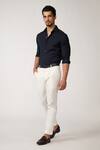 Buy_S&N by Shantnu Nikhil_Blue Terylene Plain Collared Shirt _Online_at_Aza_Fashions