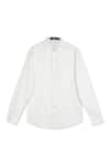 S&N by Shantnu Nikhil_Off White Terylene Plain Front Buttoned Shirt _Online_at_Aza_Fashions