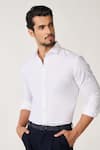 Buy_S&N by Shantnu Nikhil_Off White Terylene Plain Front Buttoned Shirt _Online_at_Aza_Fashions