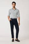 Buy_S&N by Shantnu Nikhil_Grey Cotton Blend Plain Front Buttoned Shirt _at_Aza_Fashions