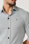 S&N by Shantnu Nikhil_Grey Cotton Blend Plain Front Buttoned Shirt _Online_at_Aza_Fashions