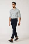 Shop_S&N by Shantnu Nikhil_Grey Cotton Blend Plain Front Buttoned Shirt _Online_at_Aza_Fashions