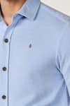 S&N by Shantnu Nikhil_Blue Cotton Blend Plain Front Buttoned Collared Shirt _Online_at_Aza_Fashions