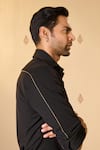 S&N by Shantnu Nikhil_Black Rayon Blend Suiting Plain Placement Beaded Work Shirt _Online_at_Aza_Fashions