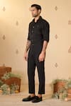 Buy_S&N by Shantnu Nikhil_Black Rayon Blend Suiting Plain Placement Beaded Work Shirt _Online_at_Aza_Fashions