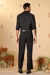 Shop_S&N by Shantnu Nikhil_Black Suiting In Rayon Blend Placement Patch Work Leather Asymmetric Shirt _at_Aza_Fashions