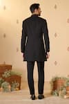 Shop_S&N by Shantnu Nikhil_Black Heavy Weight Twill In Rayon Blend Plain Swirl Buttoned Up Sherwani _at_Aza_Fashions