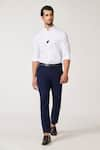 Buy_S&N by Shantnu Nikhil_Blue Terylene Plain Trousers _at_Aza_Fashions