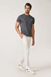 Buy_S&N by Shantnu Nikhil_Grey Viscose Nylon Blend Placement Embroidery Batman Logo T-shirt _Online_at_Aza_Fashions