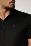 S&N by Shantnu Nikhil_Black Viscose Plain Polo Neck T-shirt _Online_at_Aza_Fashions