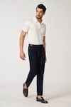 Shop_S&N by Shantnu Nikhil_White Viscose Plain Polo Neck T-shirt _Online_at_Aza_Fashions