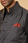 Shop_S&N by Shantnu Nikhil_Black Silk Twill Print Adamas Nehru Jacket _Online_at_Aza_Fashions