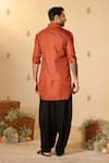 Shop_S&N by Shantnu Nikhil_Orange Silk Twill Print Adamas Long Nehru Jacket _at_Aza_Fashions