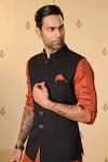 S&N by Shantnu Nikhil_Black Twill In Rayon Blend Plain Swirl Buttoned Up Nehru Jacket _Online_at_Aza_Fashions