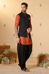 Buy_S&N by Shantnu Nikhil_Black Twill In Rayon Blend Plain Swirl Buttoned Up Nehru Jacket _Online_at_Aza_Fashions