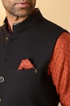 Shop_S&N by Shantnu Nikhil_Black Twill In Rayon Blend Plain Swirl Buttoned Up Nehru Jacket _Online_at_Aza_Fashions