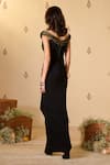 Shop_S&N by Shantnu Nikhil_Black Jersey V Neck Embellished Waist Gown _at_Aza_Fashions