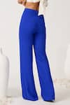 Shop_S&N by Shantnu Nikhil_Blue Moss Crepe Solid Flared Pant _at_Aza_Fashions