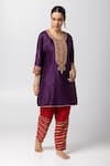 Buy_Pants and Pajamas_Red Cotton Silk Print Polka Dot Pant _at_Aza_Fashions