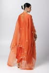 Shop_Pants and Pajamas_Orange Silk Organza Embroidery Floral Scallop Trimmed Border Dupatta _at_Aza_Fashions