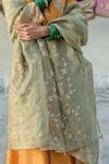 Buy_Pants and Pajamas_Green Tissue Zari Embroidery Floral Hand Dupatta _Online_at_Aza_Fashions