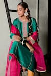 Shop_Pants and Pajamas_Pink Silk Organza Embroidery Zari Hand Border Dupatta _Online_at_Aza_Fashions