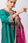 Pants and Pajamas_Pink Silk Organza Embroidery Zari Hand Border Dupatta _at_Aza_Fashions