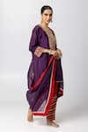 Shop_Pants and Pajamas_Purple Chanderi Mull Embroidery Butti Contrast Lace Border Dupatta _at_Aza_Fashions