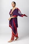 Buy_Pants and Pajamas_Purple Chanderi Mull Embroidery Butti Contrast Lace Border Dupatta _Online_at_Aza_Fashions