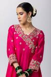 Buy_Pants and Pajamas_Pink Silk Chanderi Embroidery Floral V Neck Hand Anarkali _Online_at_Aza_Fashions