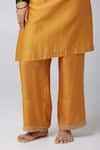 Pants and Pajamas_Yellow Kurta Silk Chanderi Embroidered Sequin Round Pant Set _at_Aza_Fashions