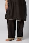 Buy_Pants and Pajamas_Black Kurta Silk Chanderi Printed Sequin V Neck Polka Dot And Pant Set 