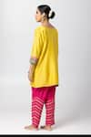 Shop_Pants and Pajamas_Yellow Kurta Silk Chanderi Embroidered Sequin Round Floral Patchwork Pant Set _at_Aza_Fashions