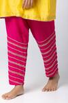 Buy_Pants and Pajamas_Yellow Kurta Silk Chanderi Embroidered Sequin Round Floral Patchwork Pant Set 