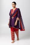 Buy_Pants and Pajamas_Purple Kurta Silk Chanderi Embroidered Sequin Floral Angarkha Anarkali Set 