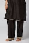 Buy_Pants and Pajamas_Black Kurta Silk Chanderi Printed Polka Dot V Neck Embroidered Pant Set 