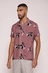 Buy_Lacquer Embassy_Pink Rayon Verve Leaf Print Button Down Shirt _Online_at_Aza_Fashions