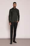 Buy_Lacquer Embassy_Green Textured Cotton Ember Flap Pocket Shirt _at_Aza_Fashions