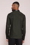 Lacquer Embassy_Green Textured Cotton Ember Flap Pocket Shirt _Online_at_Aza_Fashions