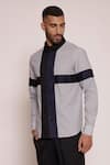 Buy_Lacquer Embassy_Black Cotton Nuit Color Blocked Striped Shirt _Online_at_Aza_Fashions