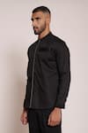 Buy_Lacquer Embassy_Black Cotton Satin Embroidered Rose Shirt _Online_at_Aza_Fashions